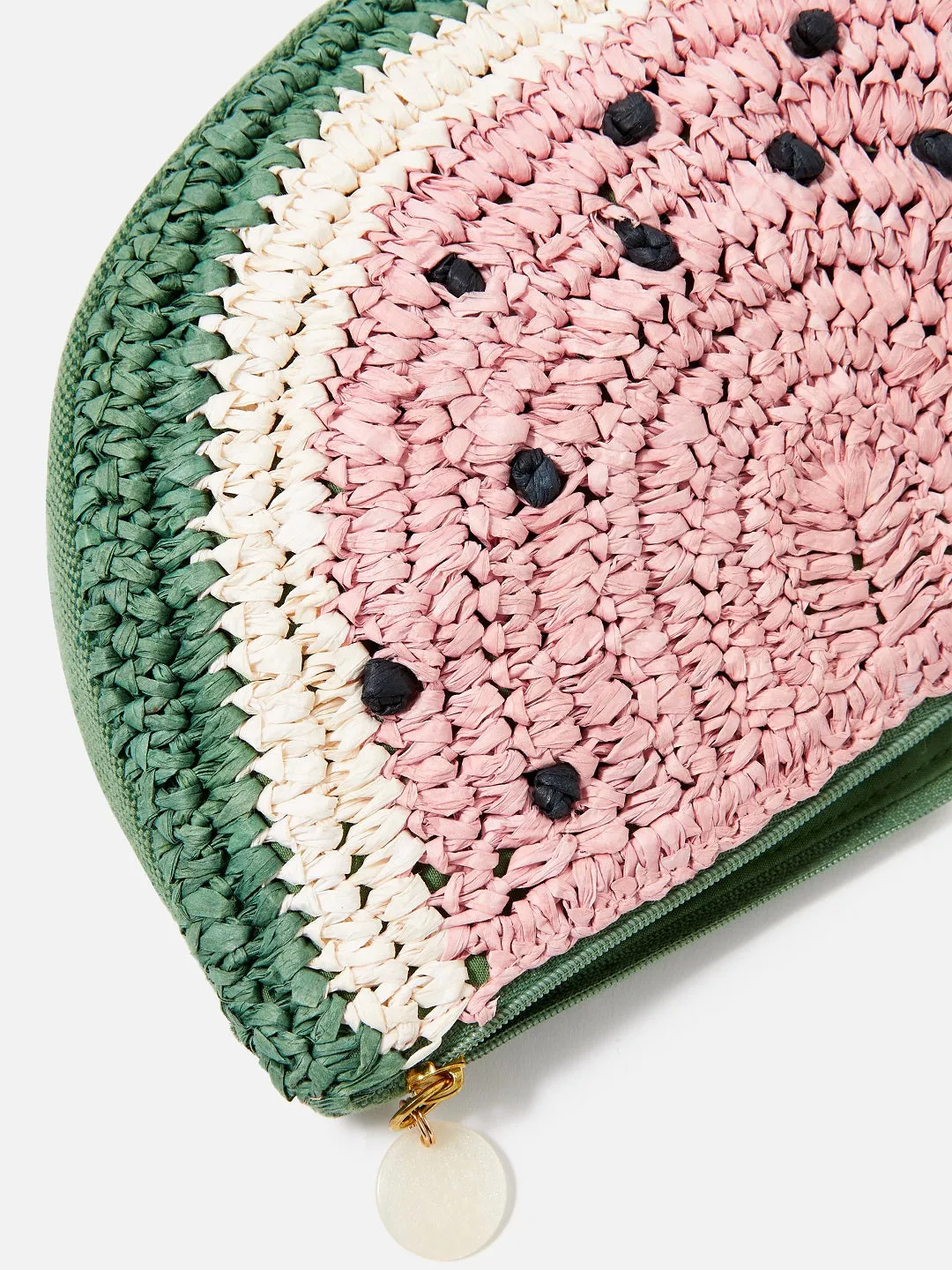 Accessorize London Women's Woven Pink Watermelon Slice Pouch Make Up Bag