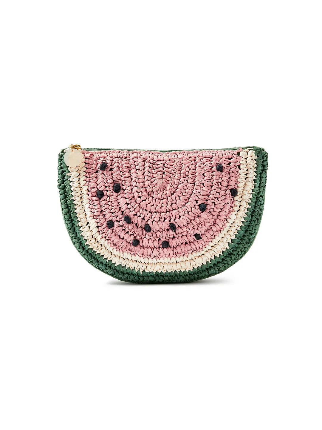 Accessorize London Women's Woven Pink Watermelon Slice Pouch Make Up Bag