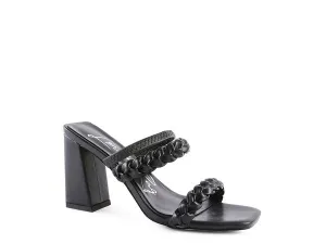 ARNIE Braided Block Heeled Slide on Sandals