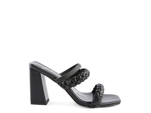 ARNIE Braided Block Heeled Slide on Sandals