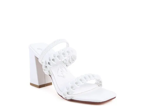 ARNIE Braided Block Heeled Slide on Sandals