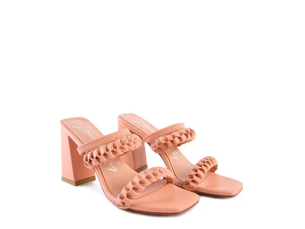 ARNIE Braided Block Heeled Slide on Sandals