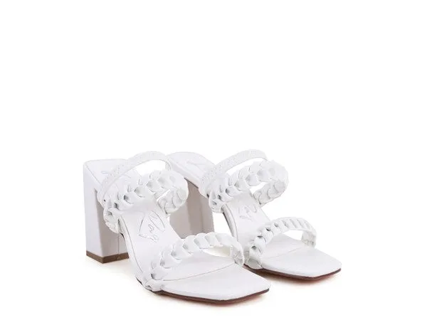 ARNIE Braided Block Heeled Slide on Sandals