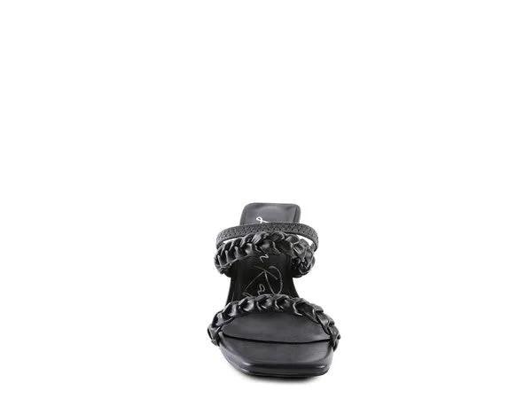 ARNIE Braided Block Heeled Slide on Sandals