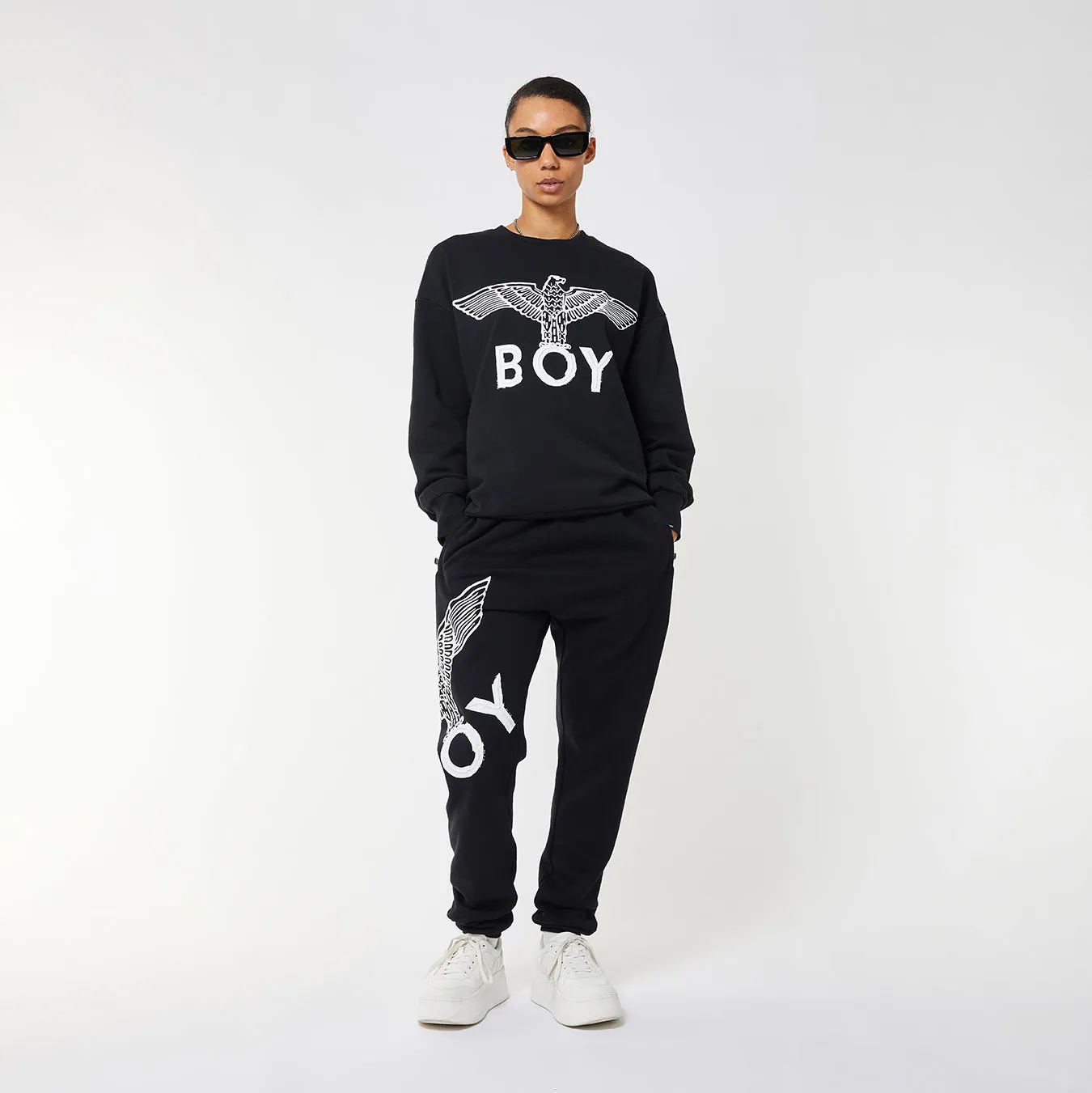 BOY EAGLE SCRIBBLE SWEATSHIRT WOMENS - BLACK/WHITE