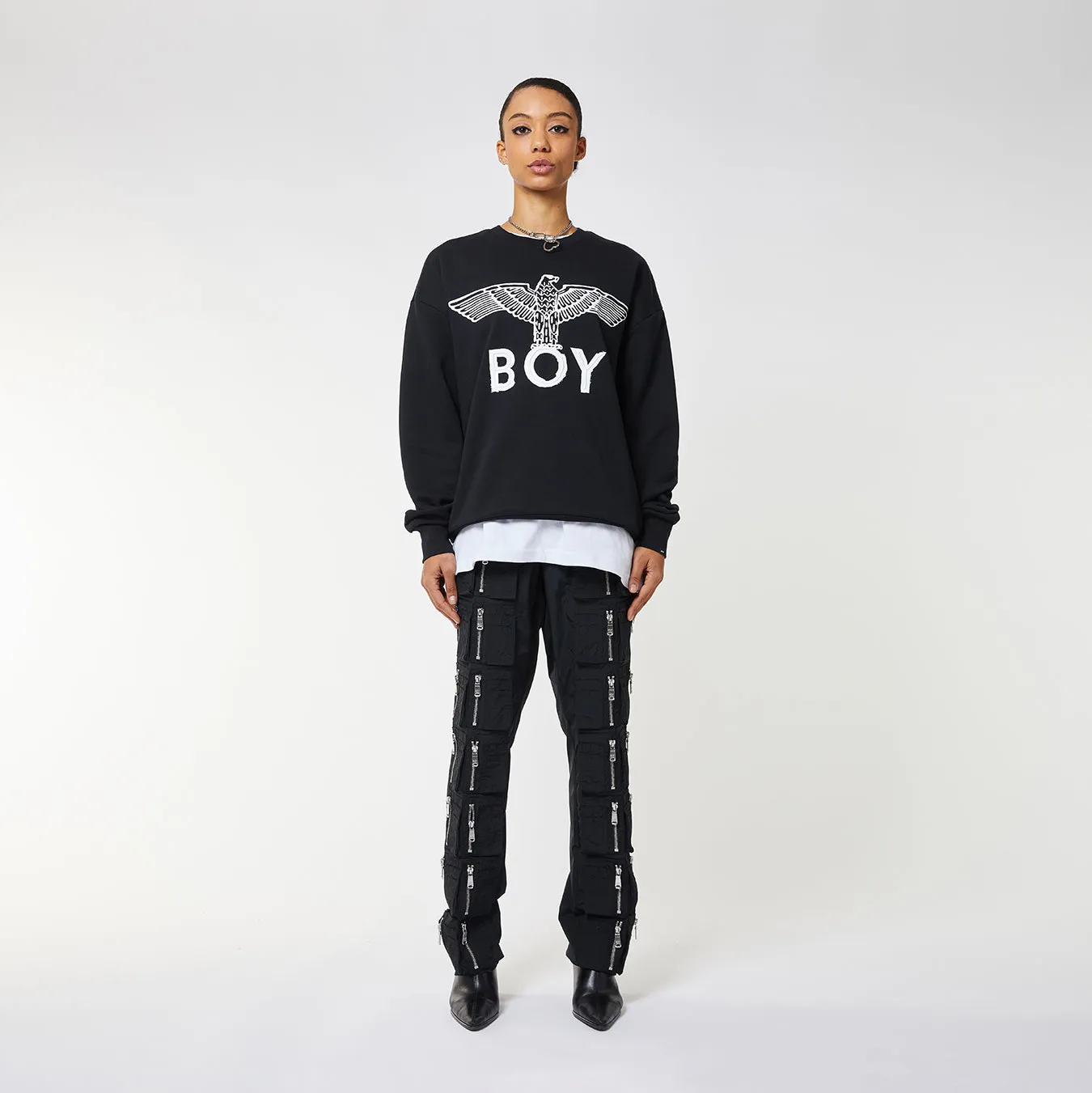 BOY EAGLE SCRIBBLE SWEATSHIRT WOMENS - BLACK/WHITE