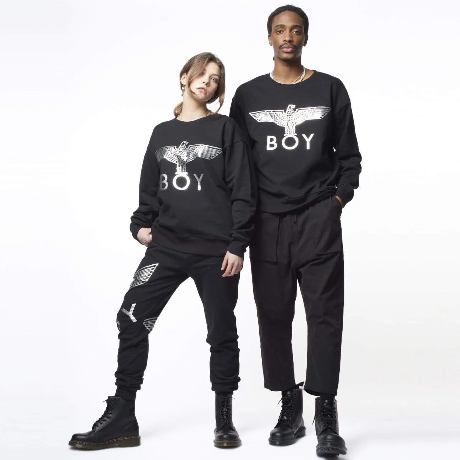 BOY EAGLE SWEATSHIRT - BLACK/SILVER