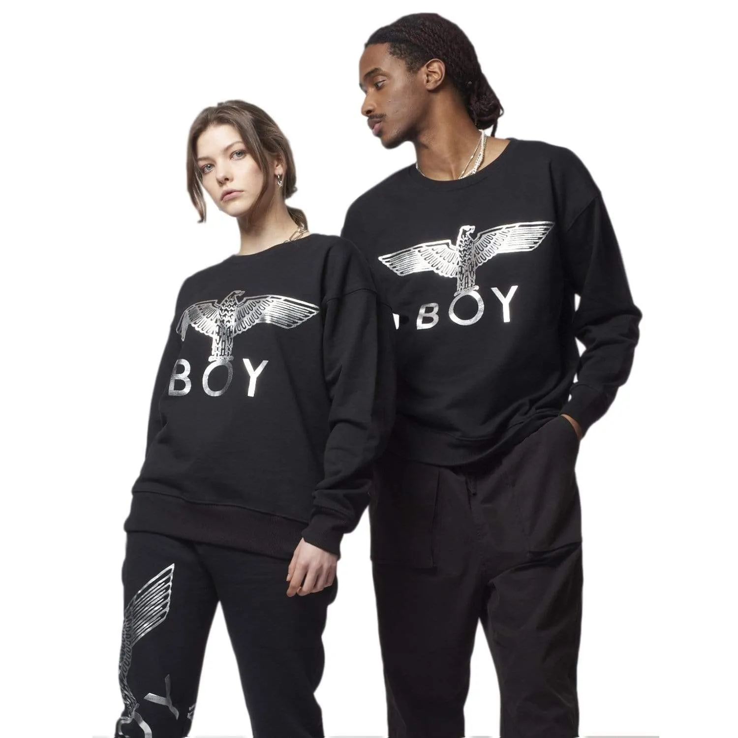 BOY EAGLE SWEATSHIRT - BLACK/SILVER