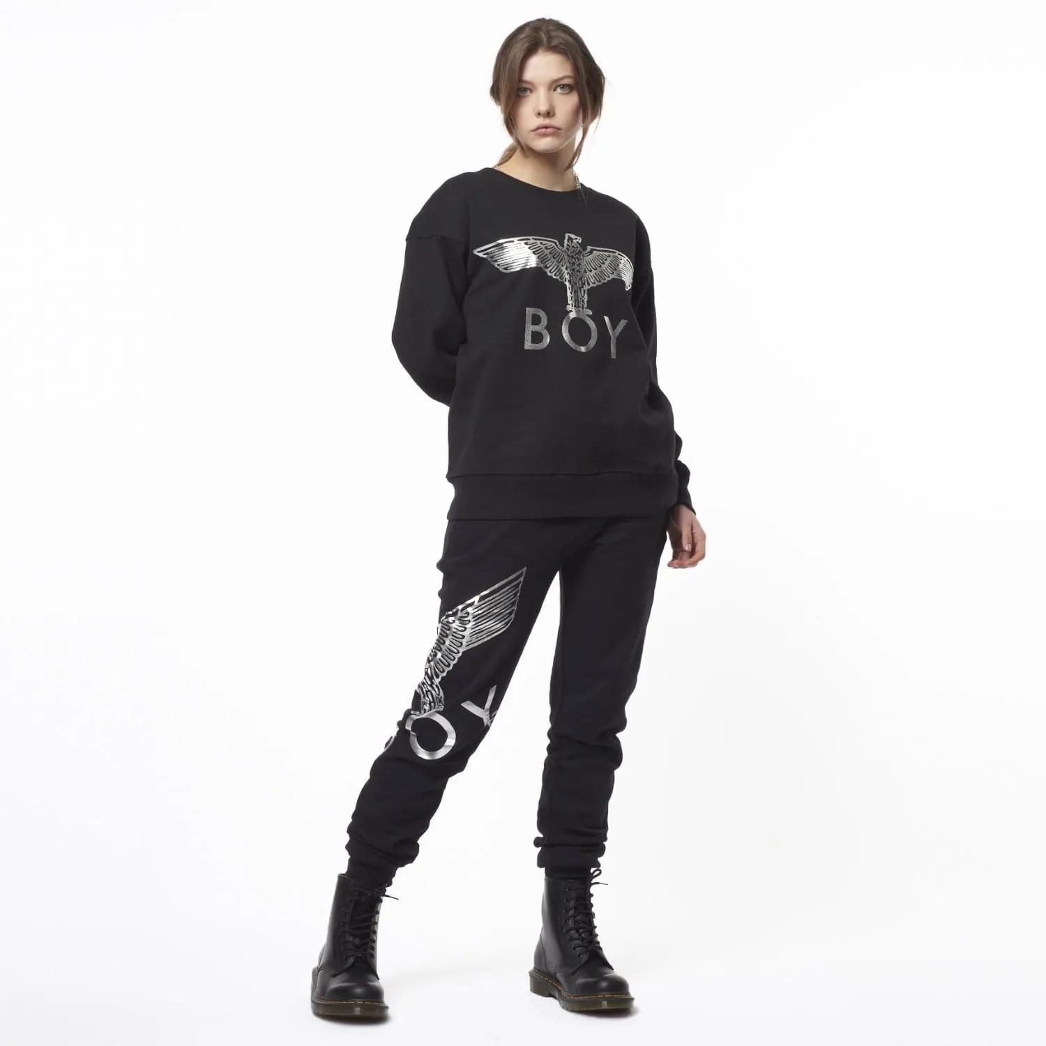 BOY EAGLE SWEATSHIRT - BLACK/SILVER