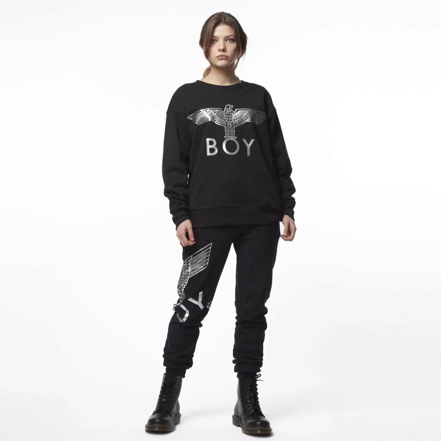 BOY EAGLE SWEATSHIRT - BLACK/SILVER