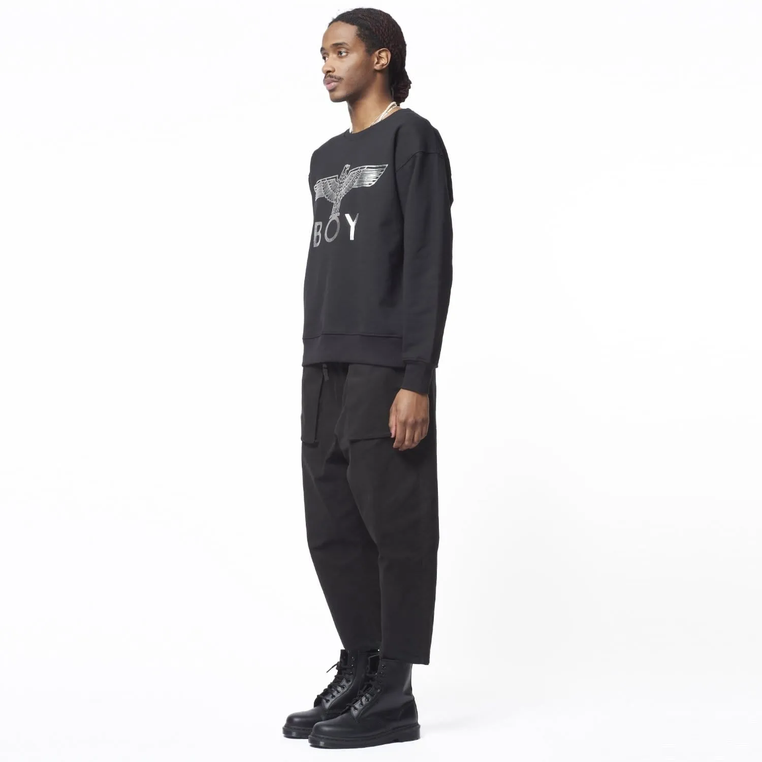 BOY EAGLE SWEATSHIRT - BLACK/SILVER