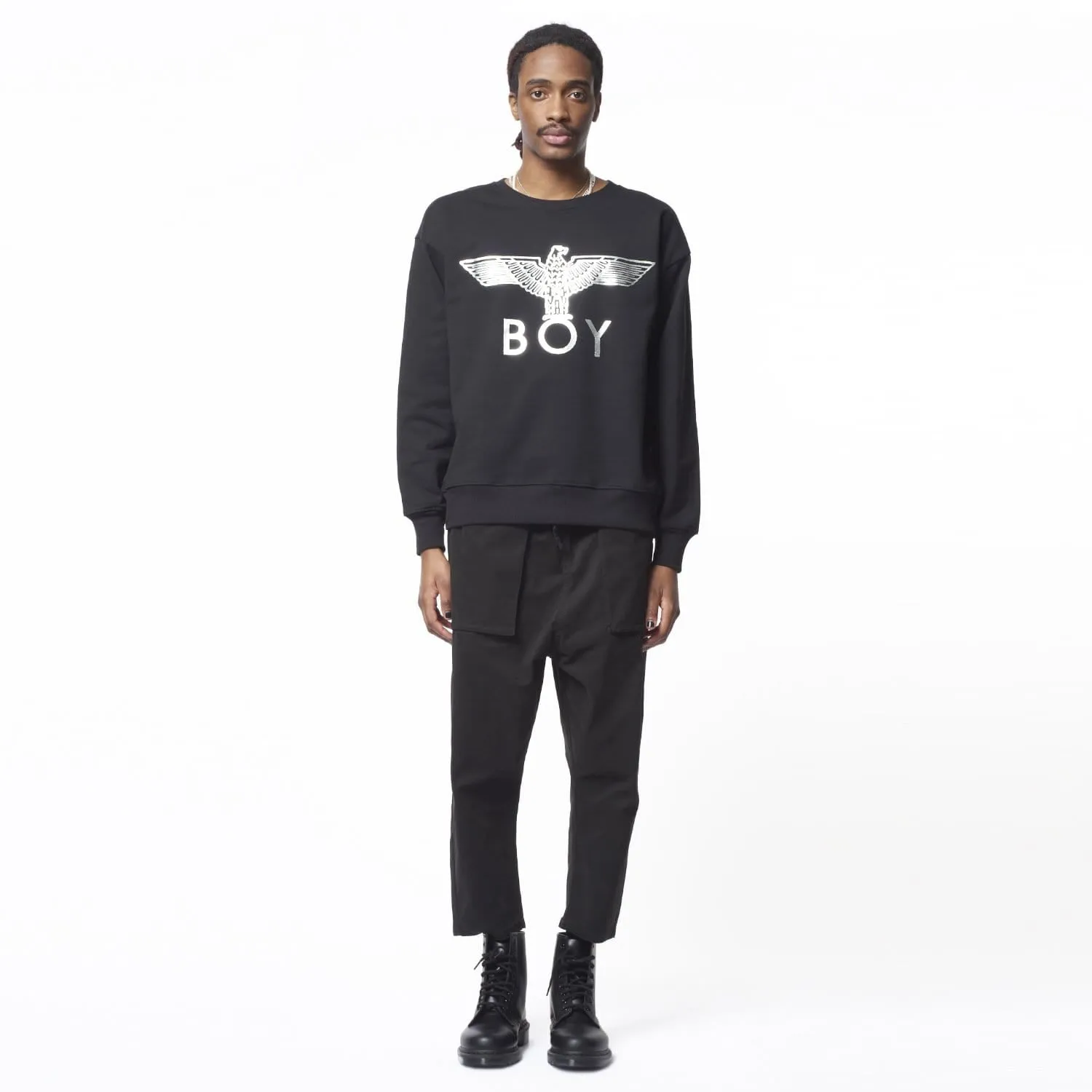 BOY EAGLE SWEATSHIRT - BLACK/SILVER