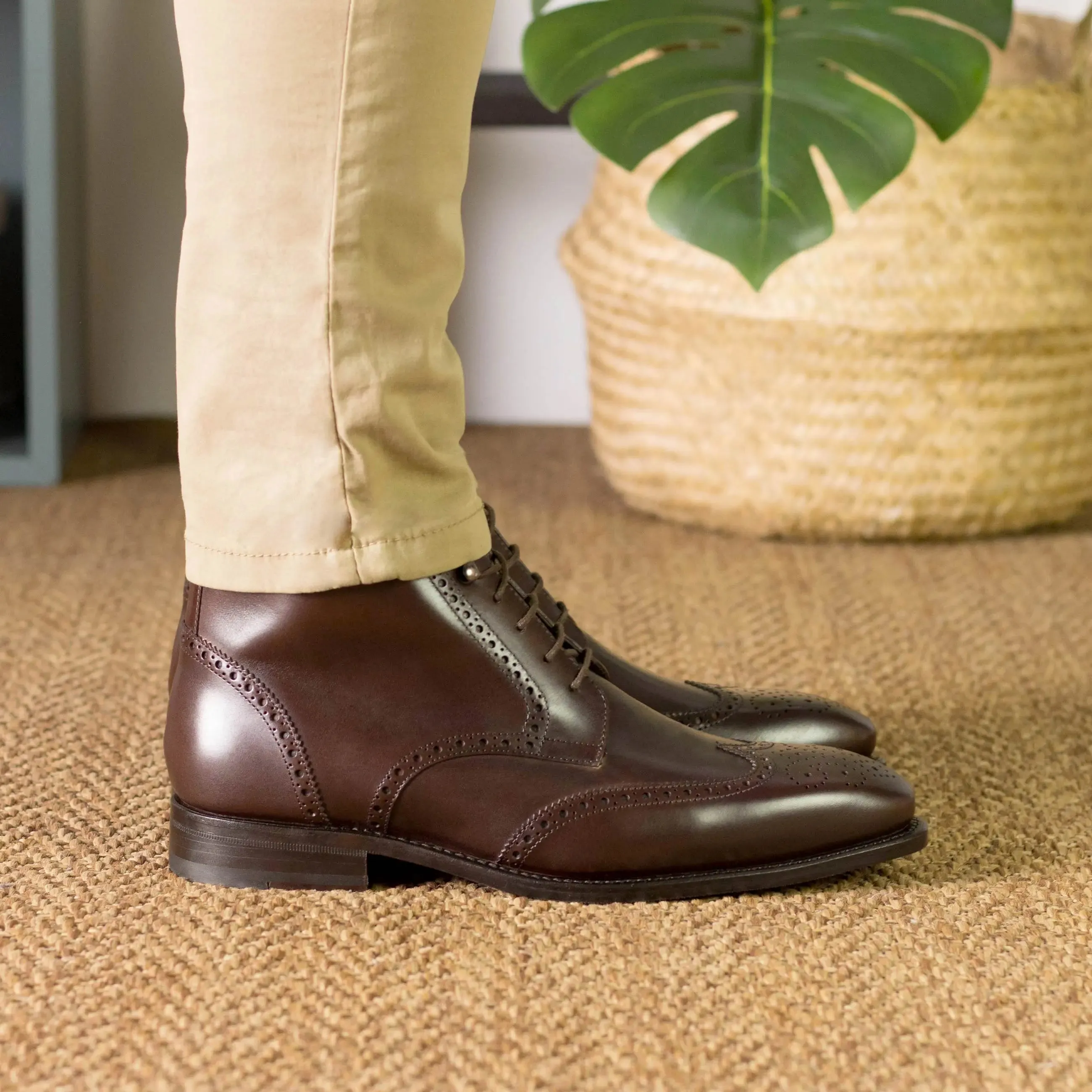 DapperFam Valiant in Dark Brown Men's Italian Leather Military Brogue