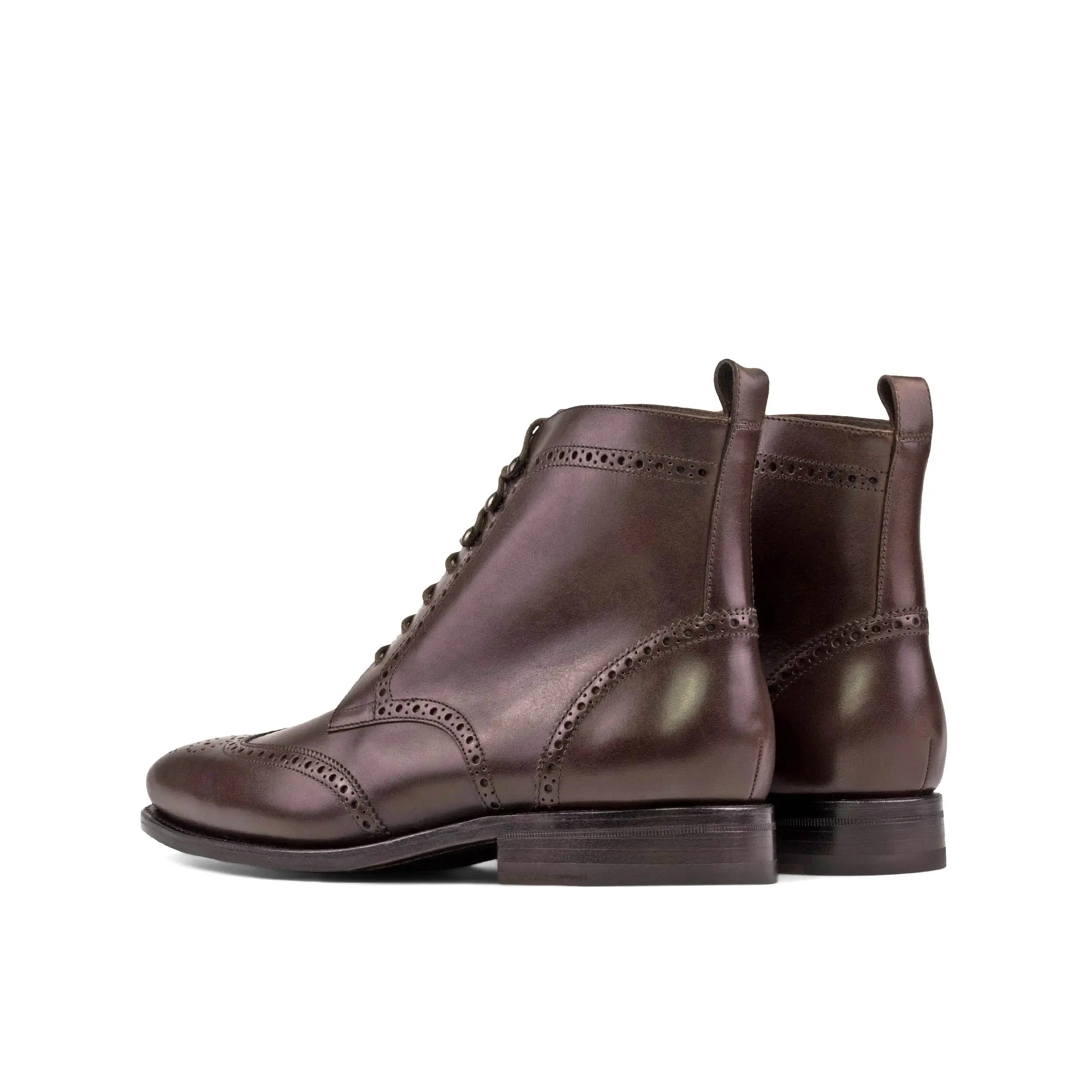DapperFam Valiant in Dark Brown Men's Italian Leather Military Brogue
