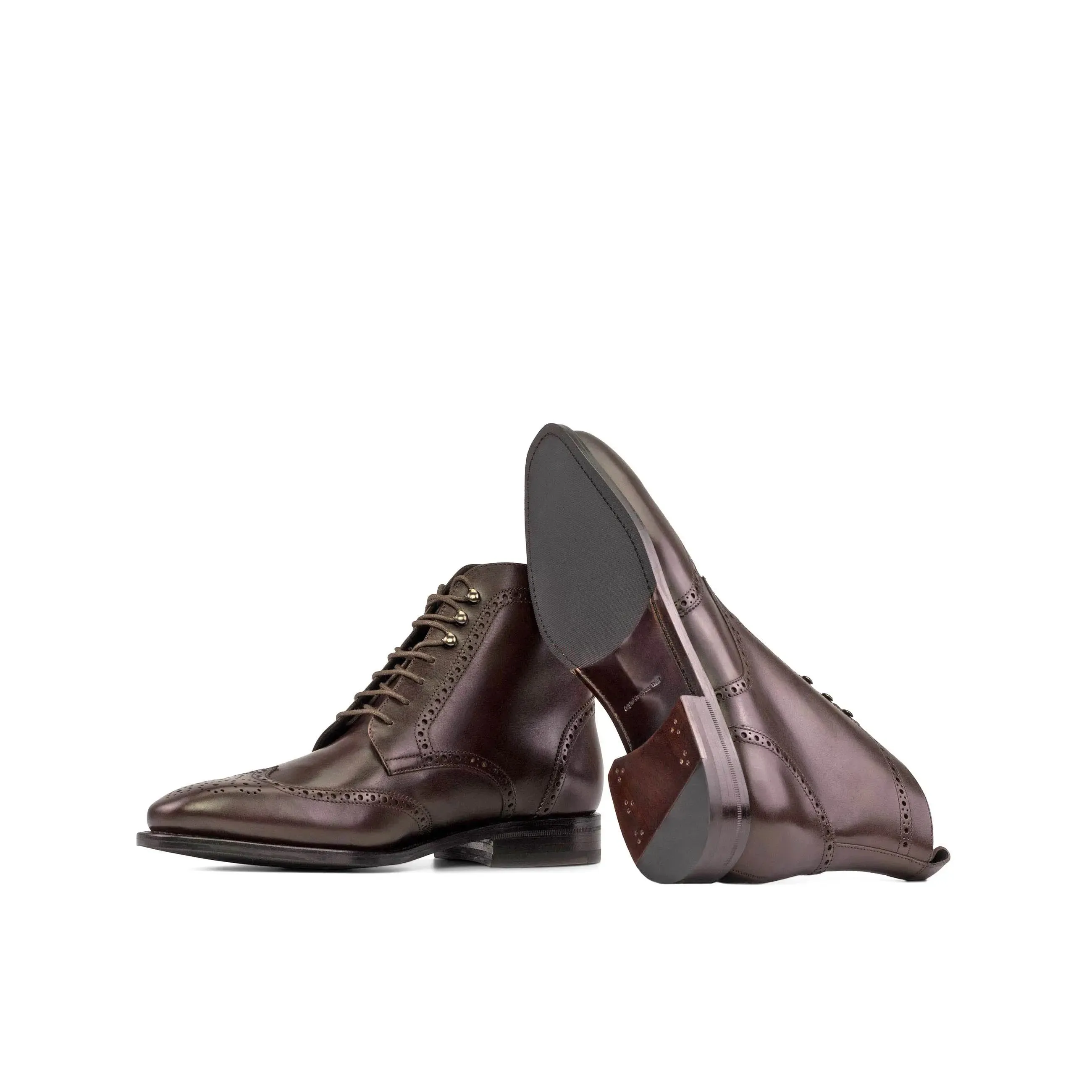 DapperFam Valiant in Dark Brown Men's Italian Leather Military Brogue