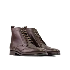 DapperFam Valiant in Dark Brown Men's Italian Leather Military Brogue