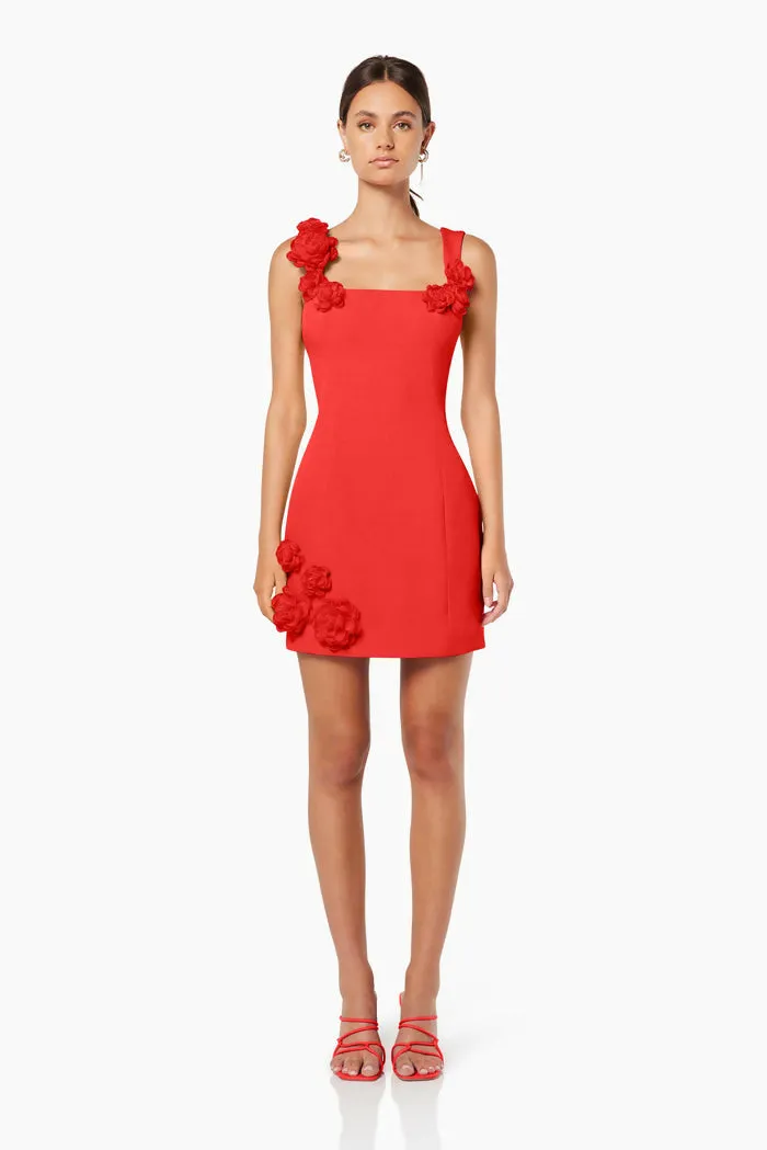 Elliatt Trompe 3D Floral Mini Dress Red