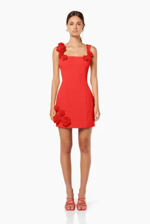 Elliatt Trompe 3D Floral Mini Dress Red