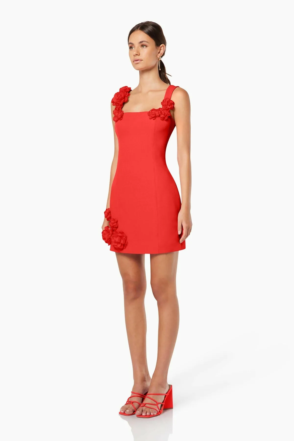 Elliatt Trompe 3D Floral Mini Dress Red