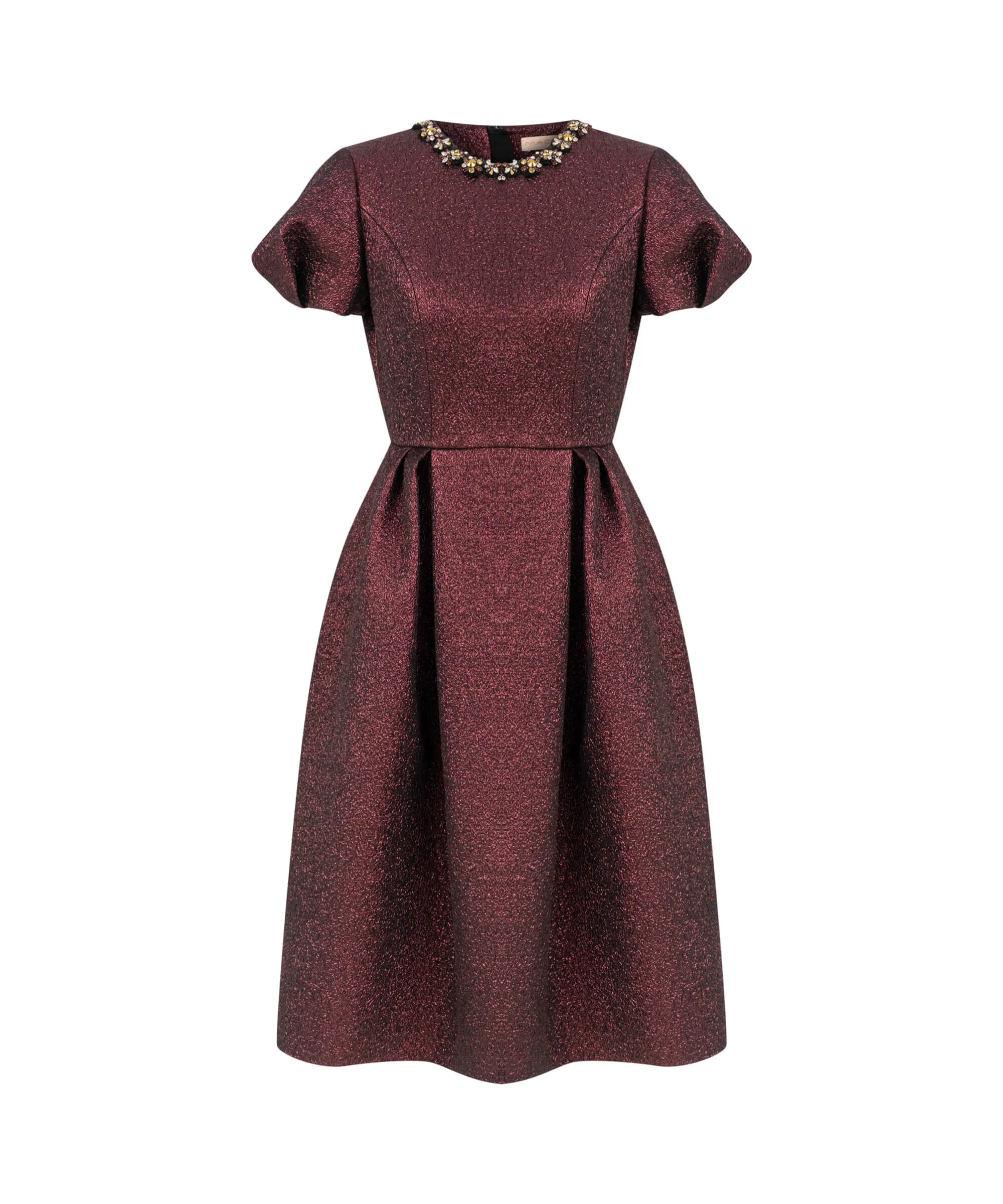Machka Jewel Neck Midi Dress Bordoux