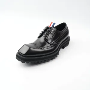 Men's Premium Black Wingtip Derby Shoes with Rugged Sole