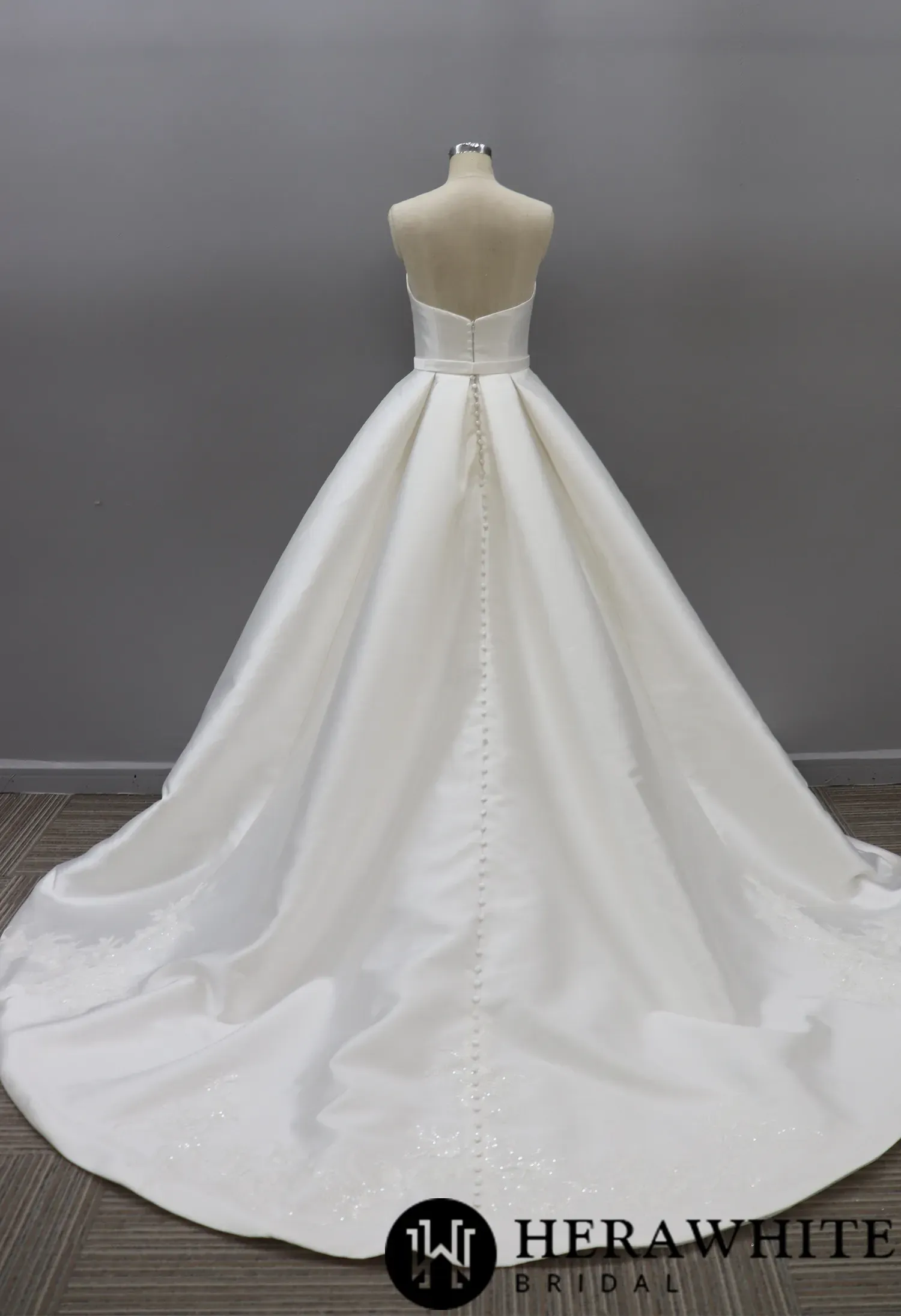 Modern Strapless Mikado Ballgown With Illusion Plunge