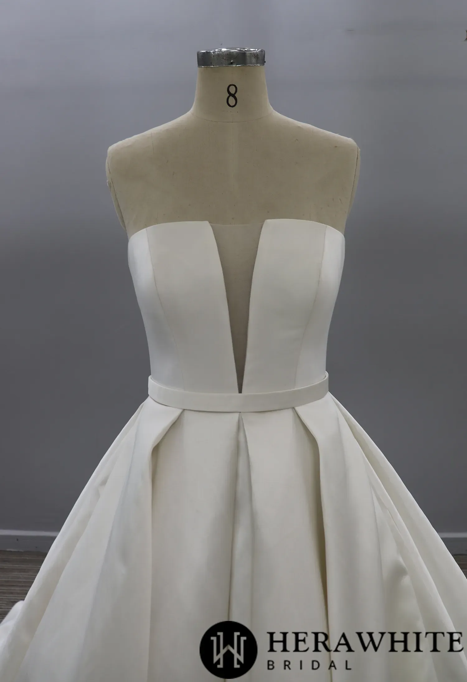 Modern Strapless Mikado Ballgown With Illusion Plunge