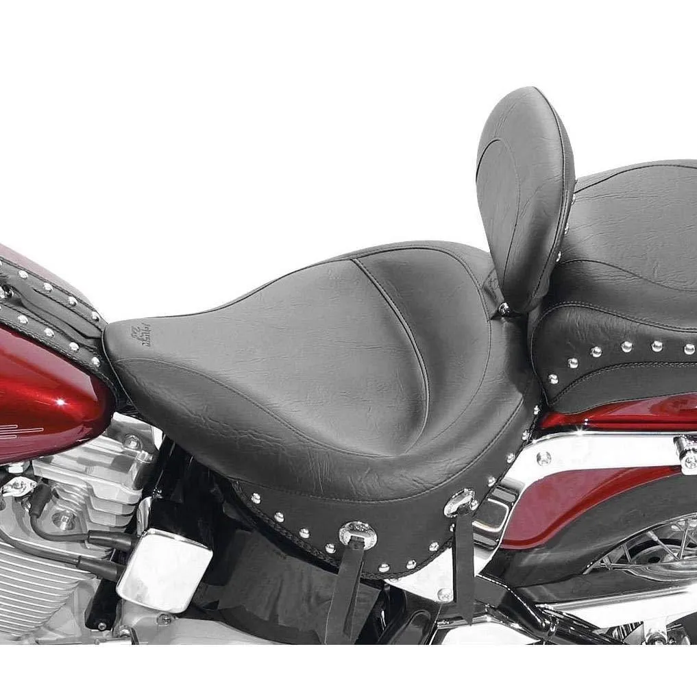 Mustang Wide Vintage Solo Seat with Driver Backrest for Harley Davidson 2000-06 Softail models with 150mm. tire
