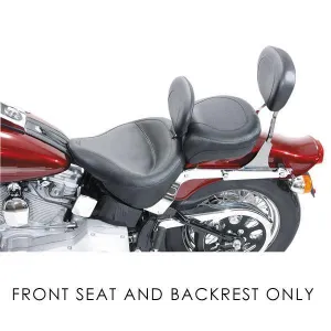 Mustang Wide Vintage Solo Seat with Driver Backrest for Harley Davidson 2000-06 Softail models with 150mm. tire