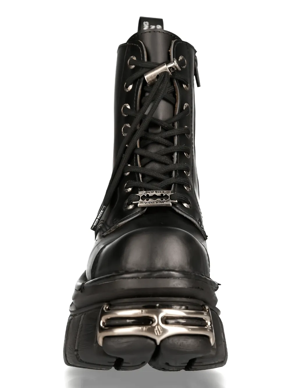 NEW ROCK Rugged Lace-Up Metallic Military Boots