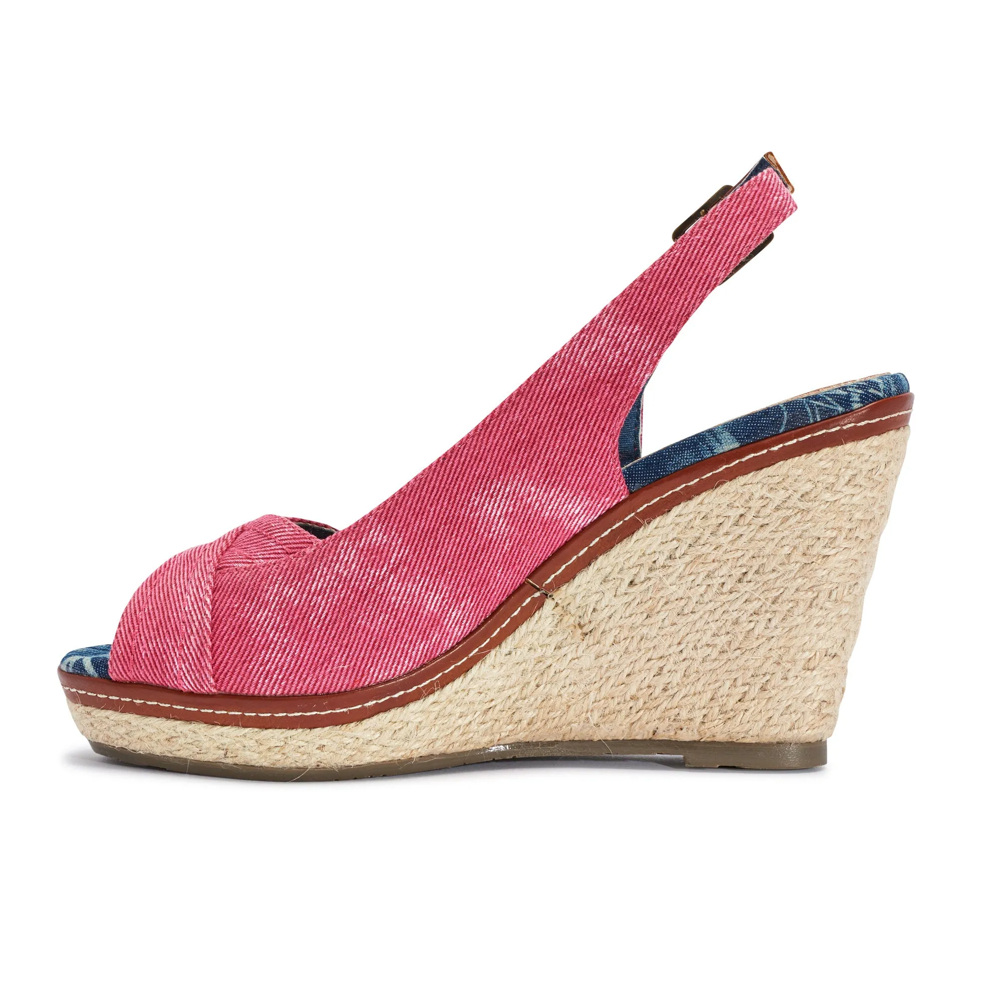 Pink Jute Wedge Sling Back
