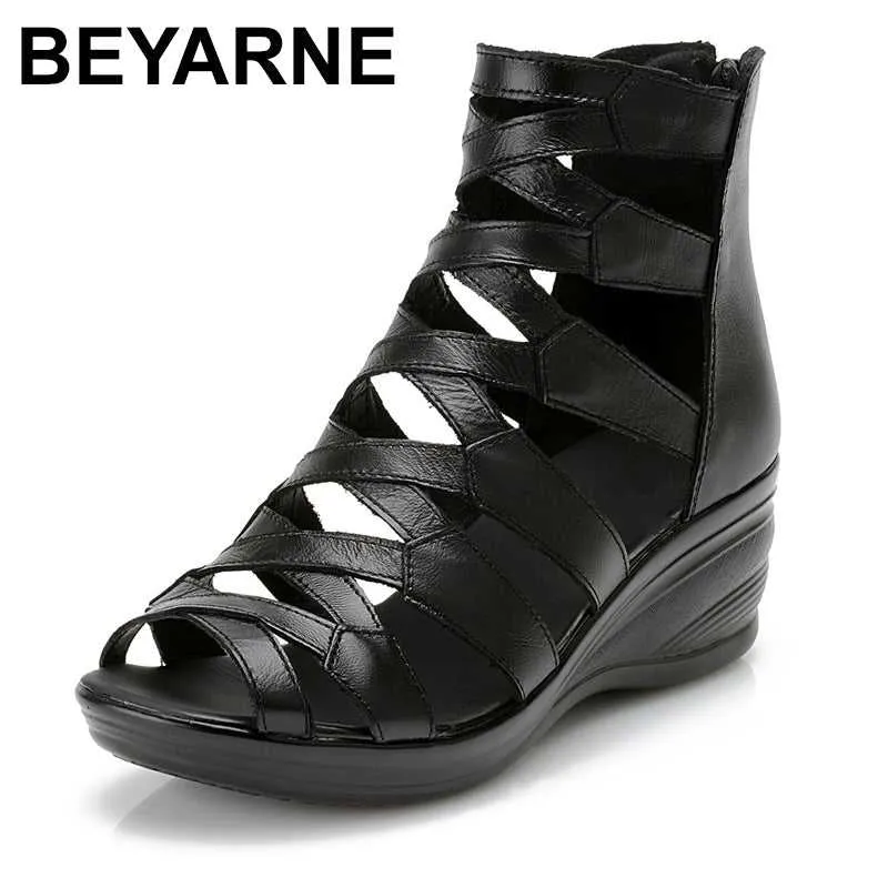 Summer Fashion genuine leather wedges flat sandals